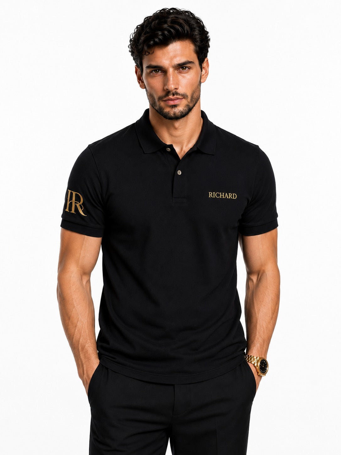 Richard's Signature Polo – Black Embroidered Edition