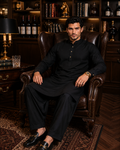 Premium Wash & Wear Shalwar Kameez-Black