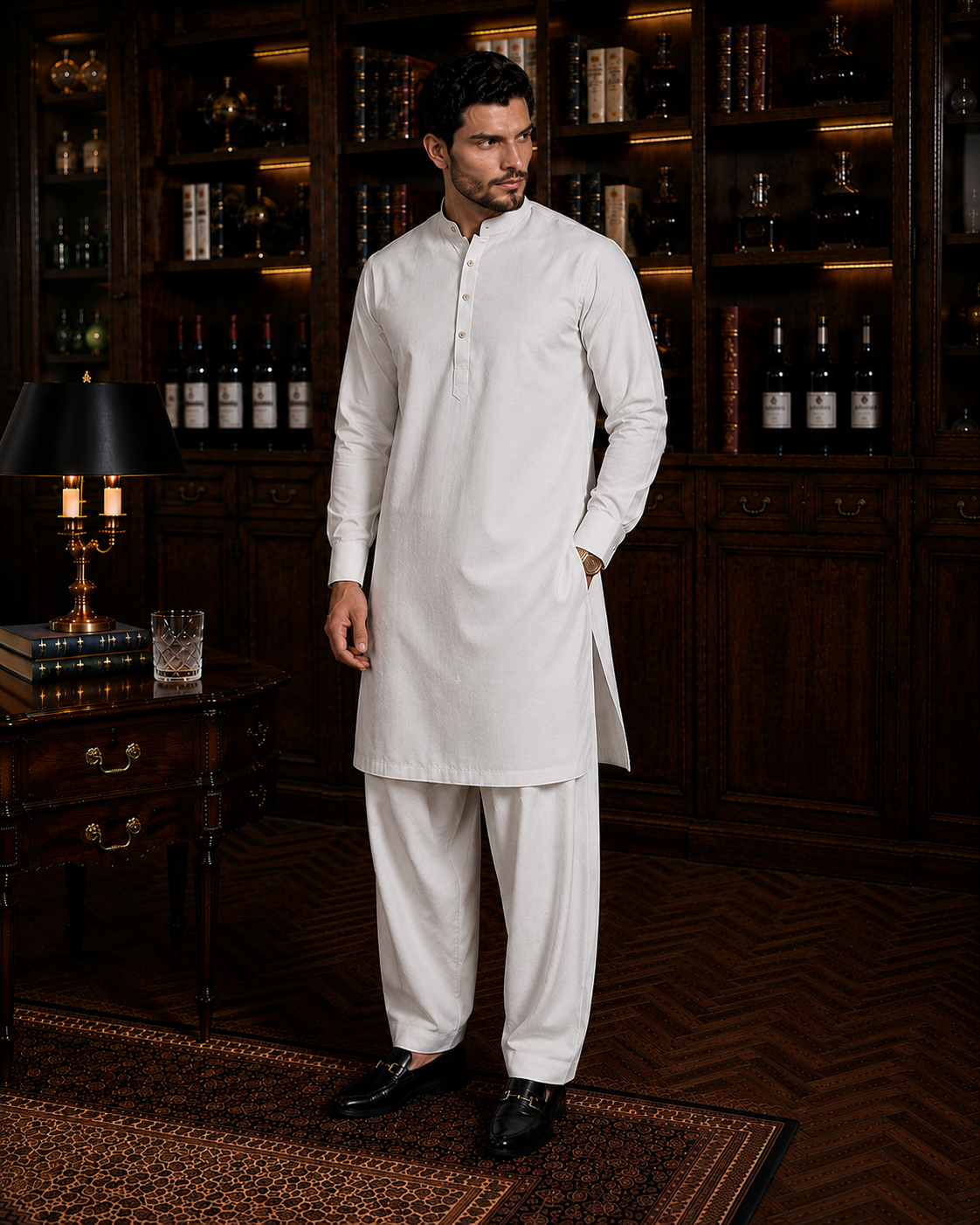 Premium Wash & Wear Shalwar Kameez-White
