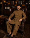 Premium Wash & Wear Shalwar Kameez-Light Brown