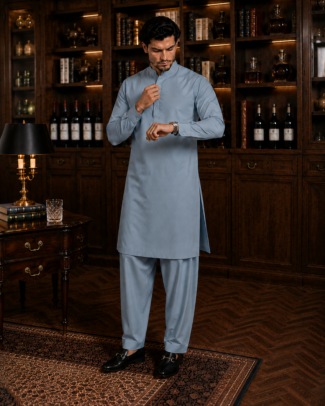 Premium Wash & Wear Shalwar Kameez-Sky Blue
