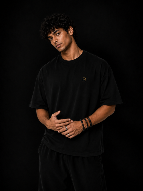 Black Drop Sholder T-Shirt