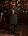 Premium Wash & Wear Shalwar Kameez-Dark Green